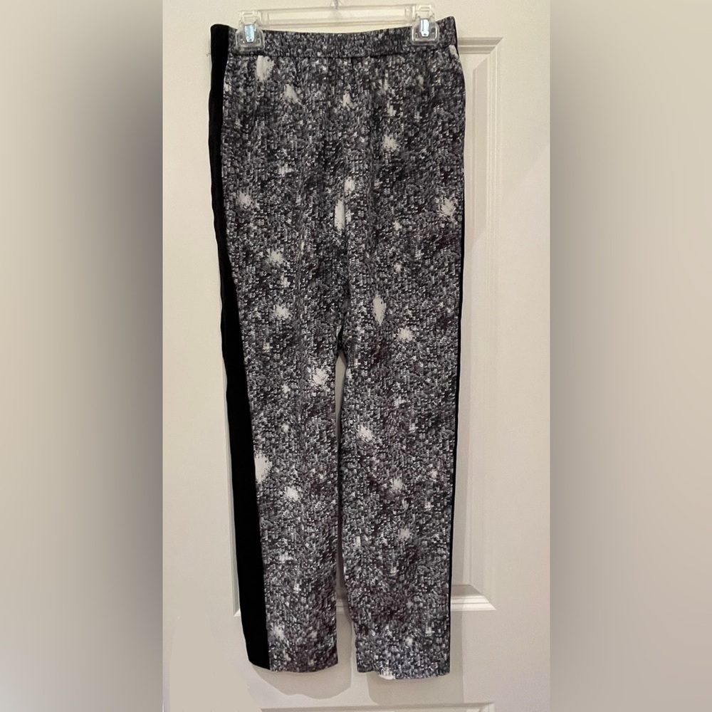 Designer Marc By Marc Jacobs 100% Silk Luxury Black & White Jogger-Style Pant